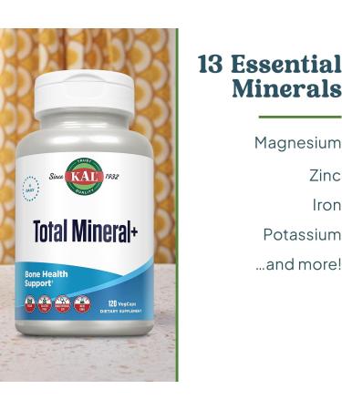 KAL Total Mineral Plus Capsules - Minerals and Trace Minerals for Strong Bones Immune Support w/Magnesium Glycinate Zinc Calcium Selenium Iron and More - Vegan Non-GMO Gluten-Free 30 Servings - Buy Online on GoSupps.com