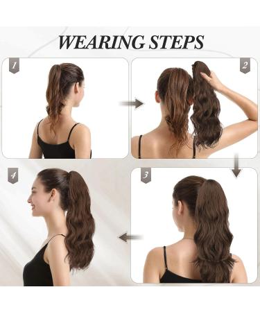 BARSDAR Long Wavy Curly Ponytail Extension 20 Golden Brown Mix Blonde - Clip-in Synthetic Hairpiece for Women - Buy Online on GoSupps.com