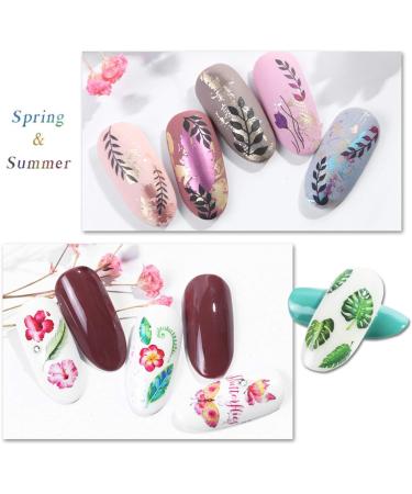 Summer Nail Art Stickers - 29 Self Adhesive Decals for Manicure DIY - Flamingo, Leaves, Cactus Design - Women, Girls, Kids Craft - Buy Online on GoSupps.com