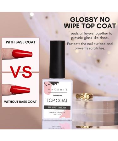 Makartt Peel Off Base Coat and Top Coat 2 * 15ml Long Lasting Shine Clear No Wipe Gel Top Coat Base Coat Nail Polish No Filing Soaking-off Needed for Nail Art Home DIY Manicure Salon Peel Off Base Coat&top Coat - Buy Online on GoSupps.com
