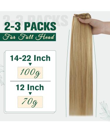 Runature Real Hair Extensions - 55cm Gold Blonde Highlight Tress for Sewing | 100g Light Blonde Human Hair Treats #16P24 - Buy Online on GoSupps.com