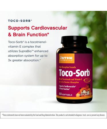 Jarrow Formulas Toco-Sorb: Mixed Tocotrienols & Vitamin E - 60 Softgels for Optimal Health - Buy Online on GoSupps.com