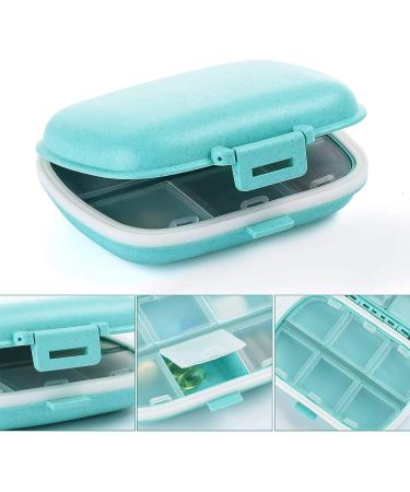 TEOYALL 2 PCS Travel Pill Organizer - 8 Compartment Portable Pill Box for Daily Medicine - Blue/Pink - Buy Online on GoSupps.com