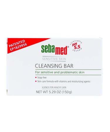 SEBAMED Cleansing Bar - Soap-free Gentle and Deep Pore Hydrating Cleanser with Vitamins and Lecithin - Recommended for Sensitive and Problematic Skin (150g) Pack of 2 5.3 Ounce (Pack of 2)