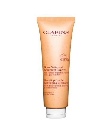 Clarins One-Step Gentle Exfoliating Cleanser | 3-In-1 Cleanser Makeup Remover and Exfoliator | Boosts Radiance | Plant-Based Exfoliating Beads | All Skin Types 4.3 Ounce (Pack of 1)