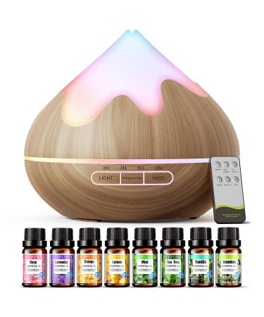 500ml aroma diffuser with top 8 oils gift set essential oil diffuser with remote control remote control 15 color LED remote control with 4 timer setting