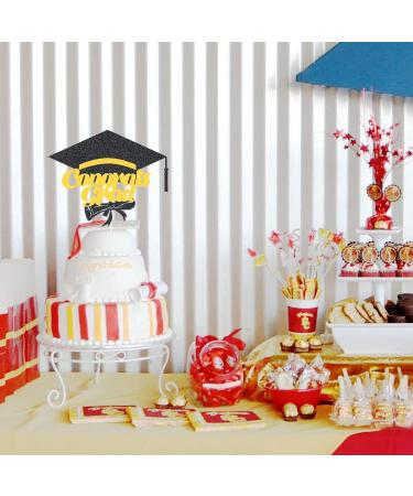 Graduation Cake Topper 2023 Congrats Grad Cake Decoration Glitter Class of 2023 Happy Graduation Party Decorations Supplies for College Grad (Black and Gold) (Graduation 02) - Buy Online on GoSupps.com