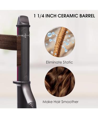 Hair Curling Iron Wand 1-1/4-Inch - Fast Easy Curling Dual Voltage Ceramic Coating Professional Travel for Medium Long Hair Grey - Buy Online on GoSupps.com