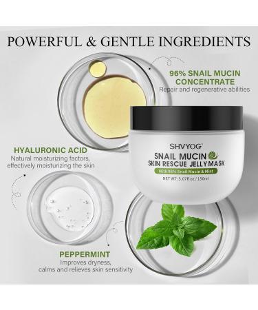 SHVYOG Snail Mucin Mask - Hydrating Snail Rescue Jelly Face Mask with 96% Snail Mucin & Mint Extract for Blemishes & Dull Skin - Buy Online on GoSupps.com