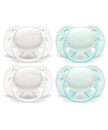 Philips AVENT Ultra Soft Pacifier 0-6 Months Arctic White/Green 4 Pack SCF214/40 White/Green 0-6m