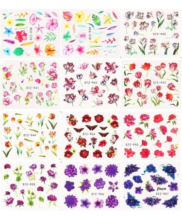 Retro Rose Nail Art Decals - 24 Sheets Floral Nail Stickers for Women | Water Transfer DIY Decoration & Manicure Tips - Buy Online on GoSupps.com