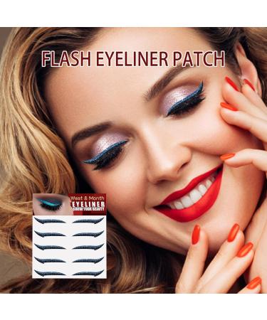 Sticker Eyeliner Glitter - 5 Pairs Glitter Instant -Adhesive Eyeliner Stencil | Sticker Eyeliner Tool Makeup Eyeliner Stickers Winged Eyeliner Stencil for Eye Makeup Tool Pochy Blue (Five Pairs) - Buy Online on GoSupps.com