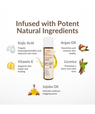 Nasola Kojic Acid Argan Skincare Bio Pure Oil with Vitamin E Face & Body Moisturizer Serum for Scars & Stretch Marks - Buy Online on GoSupps.com