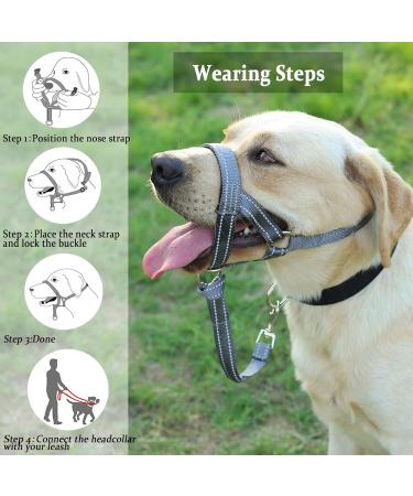 Premium No-Pull Dog Halter - Soft Upholstery Durable Design for Medium & Large Dogs - Snout 18-25.9 cm - Includes Training Instructions - Buy Online on GoSupps.com