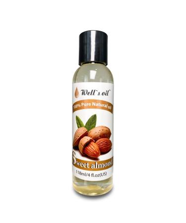 Well's 100% Pure Hair & Skin Sweet Almond Oil | Natural Carrier Oil | For Hair  Eyelashes & Brows Growth | Moisturise  Strengthen Hair  Skin & Nails | Cold Pressed  4 fl oz Almond 4 Fl Oz (Pack of 1)