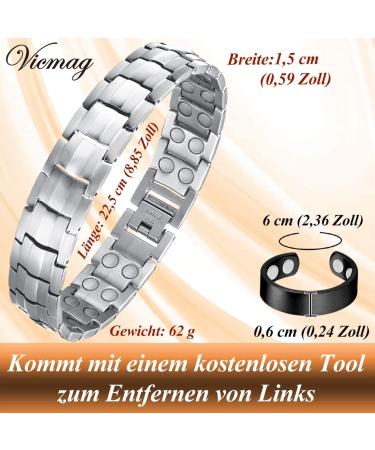 Vicmag Magnetic Bracelet for Men | Titanium Steel with Ultra Strength Magnets | Adjustable Double Row Design & Gift Box (Silver) | International Shipping Available - Buy Online on GoSupps.com