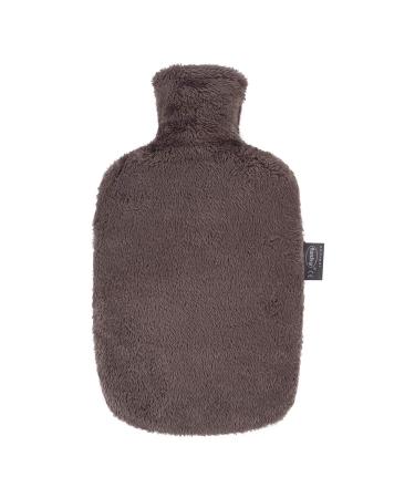 Fashy GreenLine hot water bottle 1 6L with fluffy plush cover made of recycled polyester 67105 25 Brown