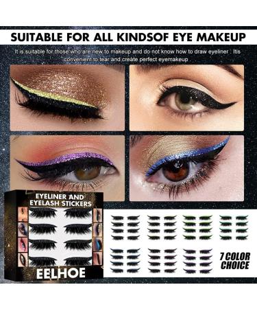 Maedack Eyeliner Stickers with Eyelash - 4 Pairs 2 in 1 Reusable Eyeliner and Eyelash Stickers Makeup Eyeliner Eyelash Sticker Self-Adhesive Shiny Eyeliner Stickers (pink) Pink 4 pair - Buy Online on GoSupps.com