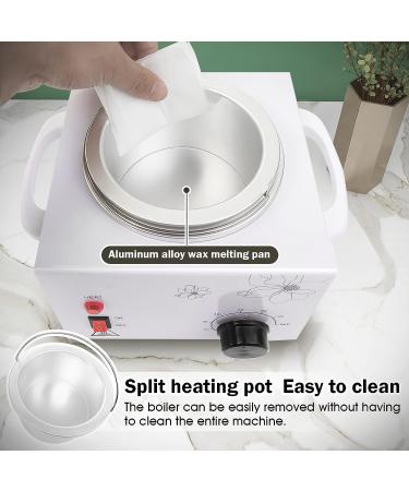 Adoture 600ML Single Wax Warmer Machine for Hair Removal - Professional Electric Wax Heater with Adjustable Temperature and 20PCS Wooden Wax Sticks - White - Buy Online on GoSupps.com