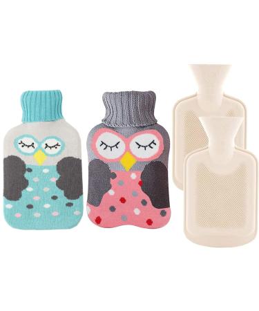 Heat bottle with cover Lostwry 2 pieces 1l heat bag with removable and washable knitting cover turtleneck roll collar hot water bottles for the neck and shoulders back legs waist warm