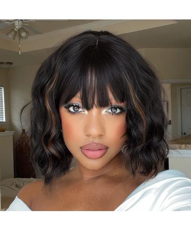Colorfulpanda Short Black & Brown Wigs for Women - 14 Inch Synthetic Hair Ponytail for Party & Cosplay - Buy Online on GoSupps.com