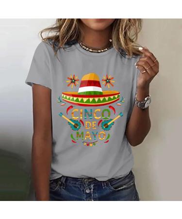 Shop Women's Basic Round Neck Short Sleeve T-Shirts - Cotton Blouses in Green & Gray | Summer Casual Fashion - Buy Online on GoSupps.com