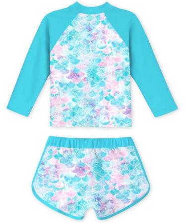 Girls Long Sleeve Swimsuit Set | UPF 50+ Protection | Blue Mermaid Design | 3-4 Years - Buy Online on GoSupps.com