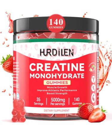 140 Count Creatine Monohydrate Gummies 5000mg Creatine Monohydrate No Sugar Gummies for Women & Men with L-Taurine Vitamin B12 for Muscle Strength Muscle Recovery Glute Builder Energy Boost