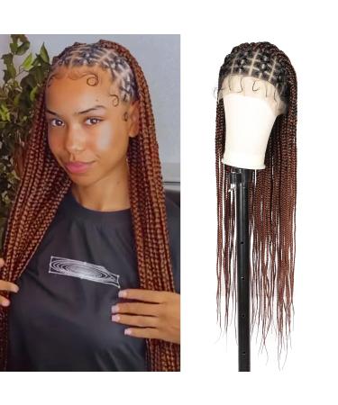 Fecihor Criss Cross Knotless Box Braided Wigs with Baby Hair 36 - Mix Black Brown