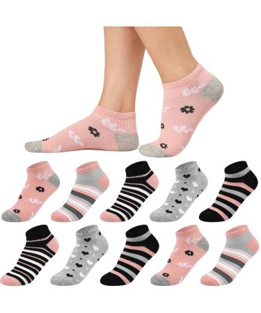 Sneakers socks women 35-38 39-42 10 pairs of cotton short socks girls socks multi-colored sneakers socks colorful women's socks with stripes dot 39-42 pink set