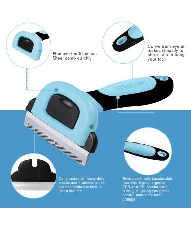 Maikehigh Pet Deshedding Grooming Tool | Fur Shedding Rake for Dogs & Cats | Blue - Buy Online on GoSupps.com