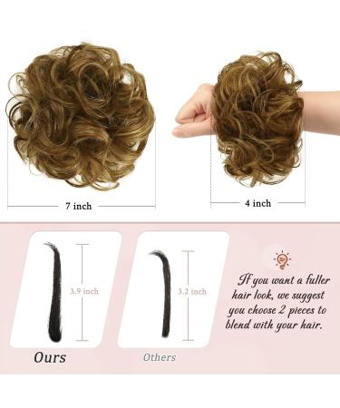 RUWISS Informantable Hard Part 100% Real Hair Scrunchies - Reddish Brown with Warm Blonde Highlights - Women's Lace Bun Extensions (1 Piece) - Buy Online on GoSupps.com