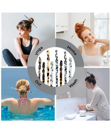 BeautyChen 8-Piece Acetate Hair Sticks - Leopard Print & Tortoise Shell Hairpins for Styling Long Hair - Chinese Retro Hair Accessories for Women - Buy Online on GoSupps.com