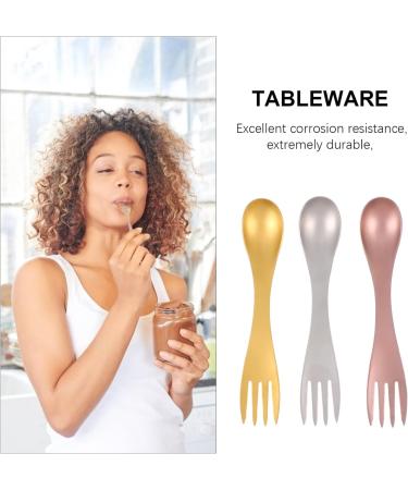 Veemoon Metal Forks 3pcs 2 1 Stainless Steel Spoon Fork Survival Backpacks School Stainless Steel Cutlery Light Cake - Buy Online on GoSupps.com