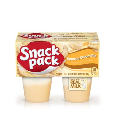Snack Pack Banana Cream Pie Pudding Cups - 4 Count | 12 Pack - Delicious Instant Dessert - Buy Online on GoSupps.com