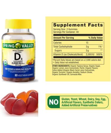 Premium Fusion Vitamin D3 Gummies for Adults 2000 IU 80 Ct. + Supplement Guide and Pouch - Buy Online on GoSupps.com