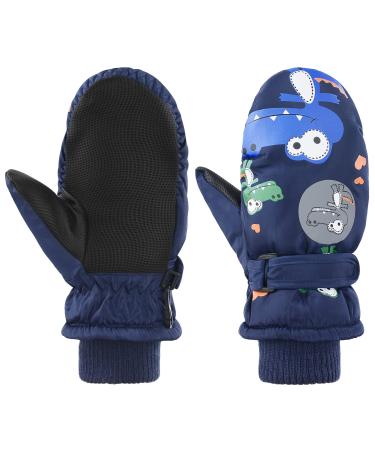 Durio Kids Ski Gloves Winter Gloves Waterproof Mittens Gloves Children Gloves for Girls Boys Navy 2-5 Years