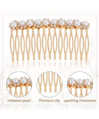 Ouligay 2-Piece Pearl & Crystal Hair Comb Set | Elegant Bridal Hair Accessories | Metal Side Combs & Hair Jewelry for Women - Buy Online on GoSupps.com
