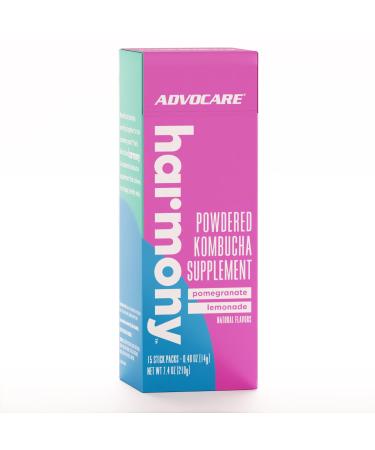 AdvoCare Harmony - Kombucha Drink Mix to Support Digestive & Gut Health* - Contains Prebiotics Probiotics & Postbiotics - Good Source of Fiber - 15 Stick Packs