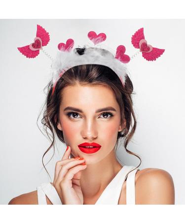 minkissy Valentines Day Headpieces Rosy Heart Head Bopper Love Wing Hair Hoop Glitter Heart Hair Band Wedding Valentines Day Hair Accessories for Women and Girls - Buy Online on GoSupps.com