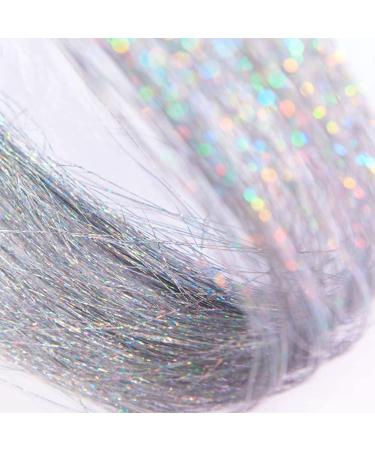 600 Glitter Metal Wire Hair Extensions Tinsel Straight Hair Accessories Holographic Dazzle Colour Straight Hair Extensions Ladies and Girls Hair Accessories (Gold Silver Pink) - Buy Online on GoSupps.com