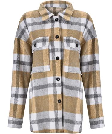 Gefomuofe Blouse Women's Loose Tunic Cotton Linen Blouse Summer Tunic Summer Oversized Casual Look Shirt Blouse O-Neck with Button Placket and Pocket Elegant Plain Office Blouses Office Shirt Khaki L - Buy Online on GoSupps.com
