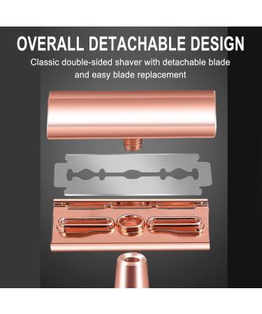 Jodial Safety Edge Razors for Men & Women | Reusable Zinca Alloy Razors with 10 Double Safety Razor Blades - Rose Gold - Buy Online on GoSupps.com