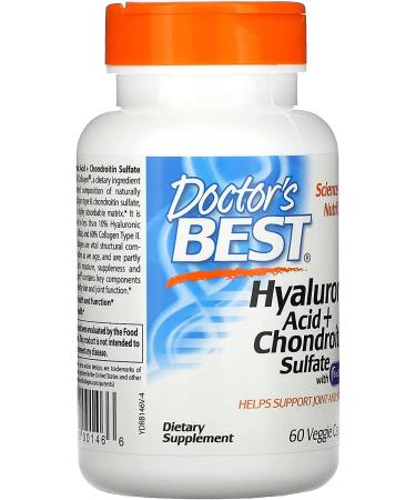 Doctor's Best Hyaluronic Acid + Chondroitin Sulfate - 60 Veggie Caps for Joint Health - Buy Online on GoSupps.com