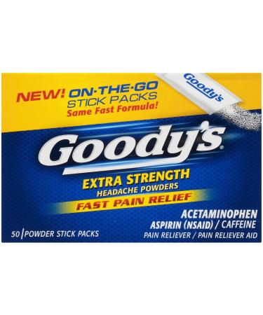 Goody's Extra Strength Headache Powder, 50 Powder Sticks 50 Count (Pack of 1) 50 Count