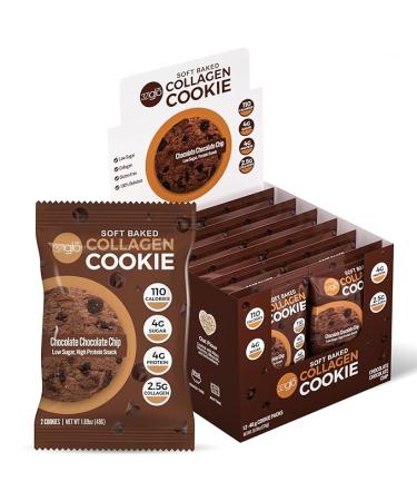 321glo Collagen Cookies | Soft Baked  High Protein Cookies | Low Carb  Low Sugar |12 Pack (Chocolate Chocolate Chip) - Buy Online on GoSupps.com