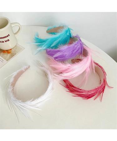 amangul Party Feather Fascinator Headband for Party Wedding Colorful Feather Fascinator Hair Hoop Cosplay Party Headdress(White) - Buy Online on GoSupps.com