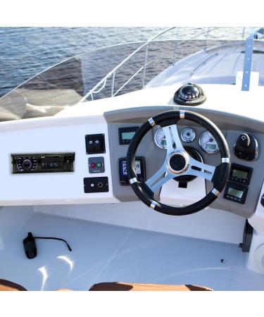 Pyle Bluetooth Marine Receiver Stereo - 12V Single DIN Boat Radio System with Digital LCD & Remote Control - PLRMR27BTB (Black) - Buy Online on GoSupps.com
