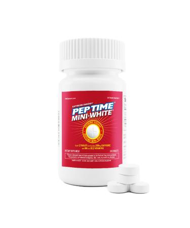 Peptime Mini White Vitamins B6 and B12 Caffeine Tablets 250mg Caffeine Per One Tablet Serving. Ideal Energy Level for Peak Performance and Focus. 300 Count