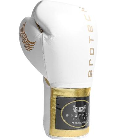 Brotech Pro Boxing Gloves for Men & Women - 16oz White Gold | Training, Sparring, Punching, Heavy Bag, Focus Mitts Pads | Kickboxing, Muay Thai, MMA - Buy Online on GoSupps.com